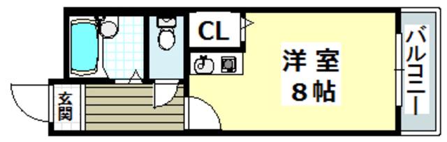 メイプルヴィラ茨木II(ワンルーム/2階)の間取り写真