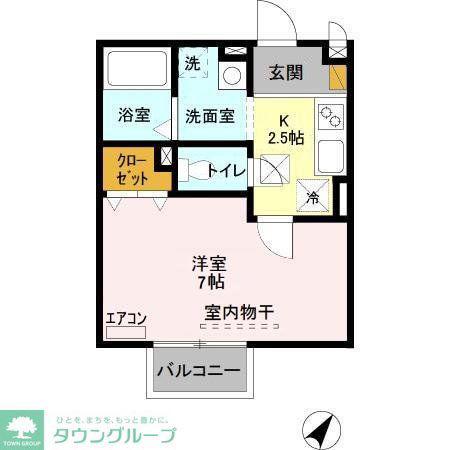 プルミエ(1K/1階)の間取り写真