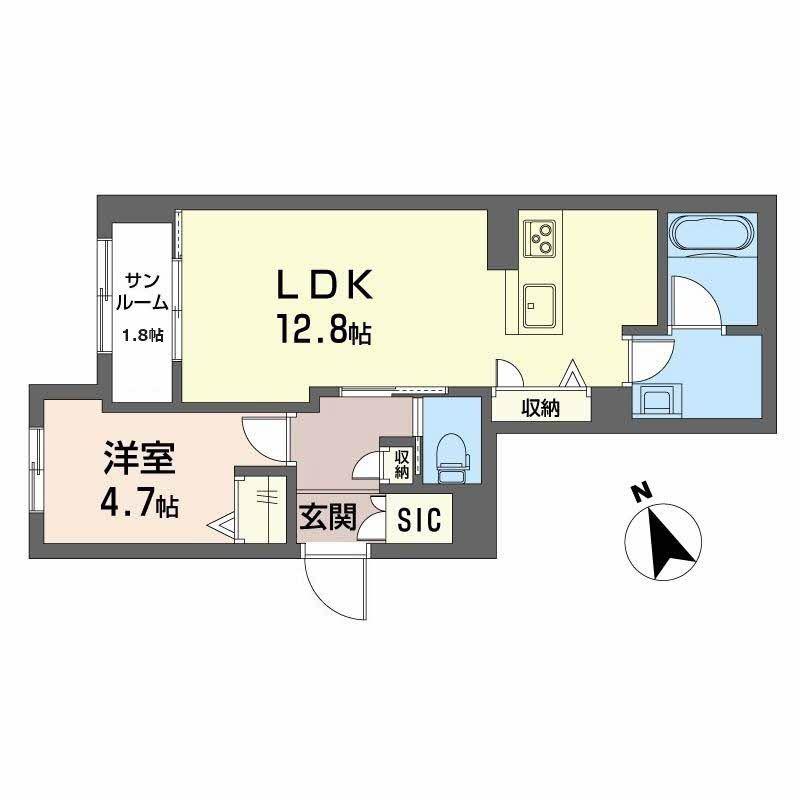 ネオ プレミアス(1LDK/1階)の間取り写真