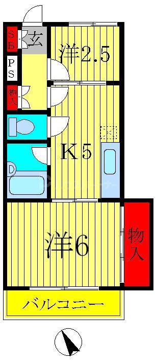 サンハイツ(2K/2階)の間取り写真
