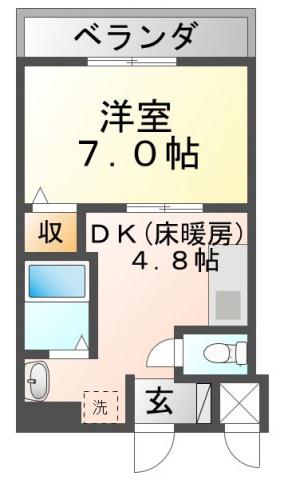 第18関根マンション(1DK/8階)の間取り写真