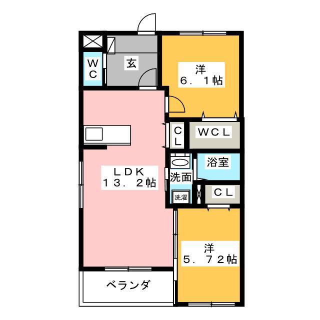 PRECIOUSII(2LDK/2階)の間取り写真