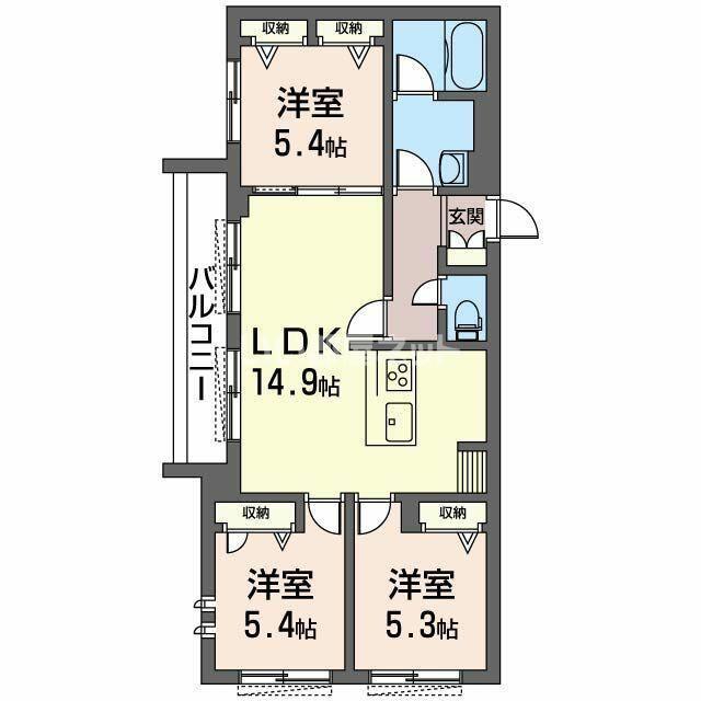 リラフォートタカマツ(3LDK/2階)の間取り写真