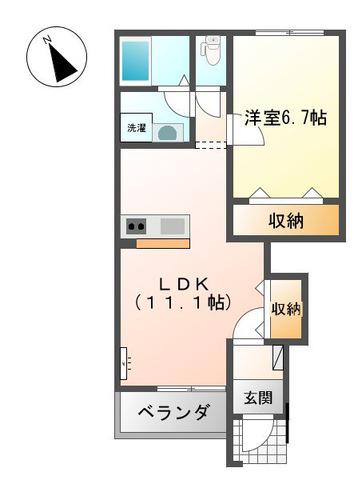 サンライズTOWN寺家(1LDK/1階)の間取り写真