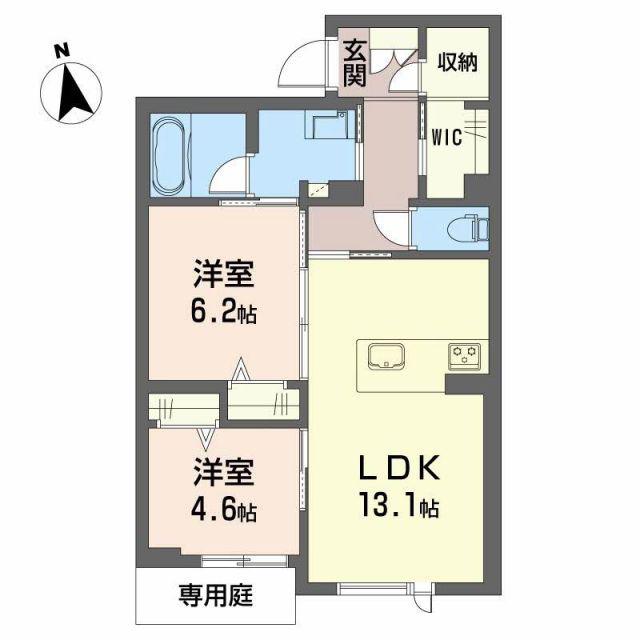 シャーメゾンロジュエール桑名駅西(2LDK/1階)の間取り写真