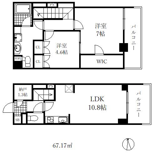 とけいや館 北野坂(2SLDK/4階)の間取り写真
