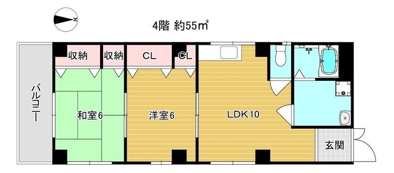 セレッソプラーサ中川(2LDK/4階)の間取り写真