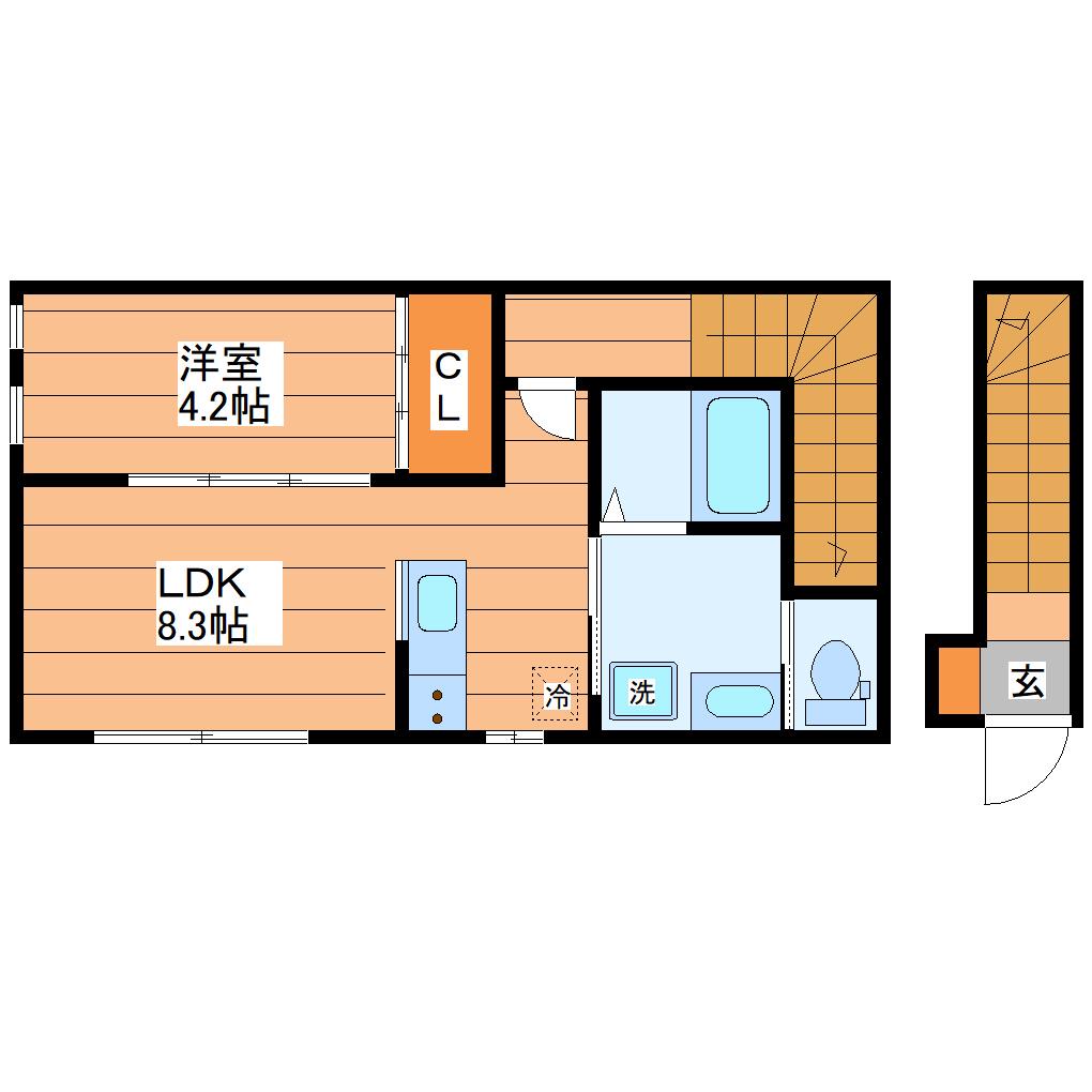 リヴェール南鍛冶町(1LDK/2階)の間取り写真