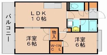 バルザックコロニー(2LDK/3階)の間取り写真