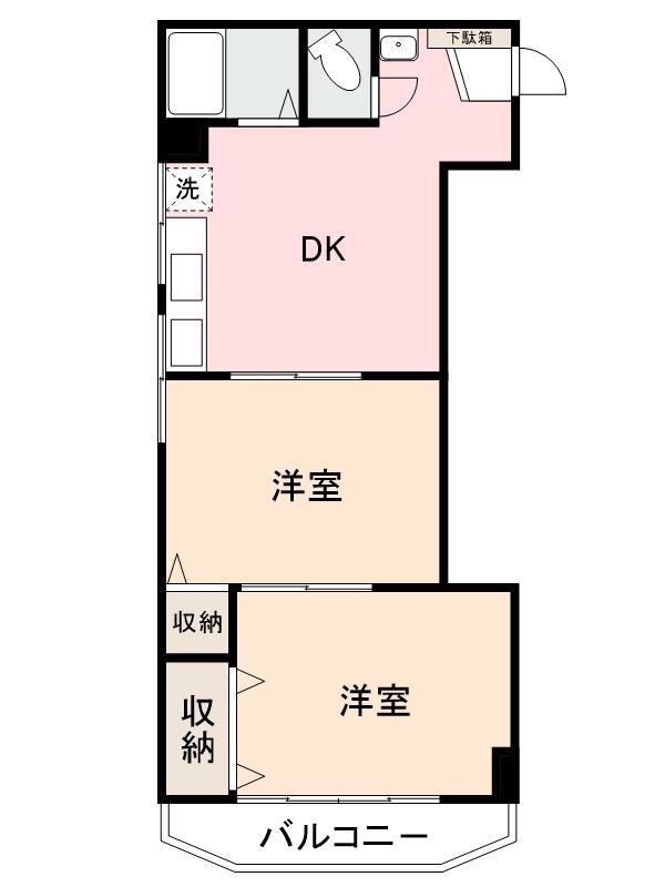 大森マンション(2K/3階)の間取り写真