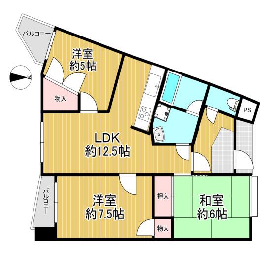 パレ武庫川パート2(3LDK/5階)の間取り写真