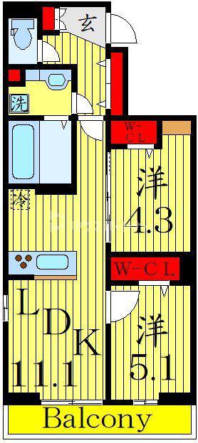 D-ROOM穴川III(2LDK/3階)の間取り写真