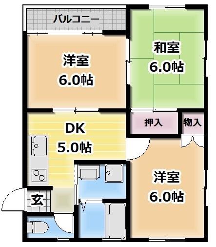 エトワール太田B(3DK/2階)の間取り写真