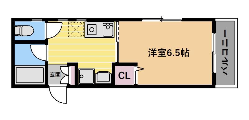 フォルツァ和田岬(1DK/3階)の間取り写真