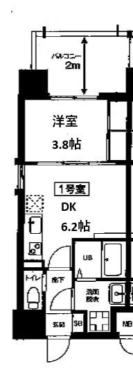 ビガーポリス528滝川公園III(1DK/4階)の間取り写真