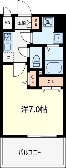 ラシーヌ瓦屋町(1K/12階)の間取り写真