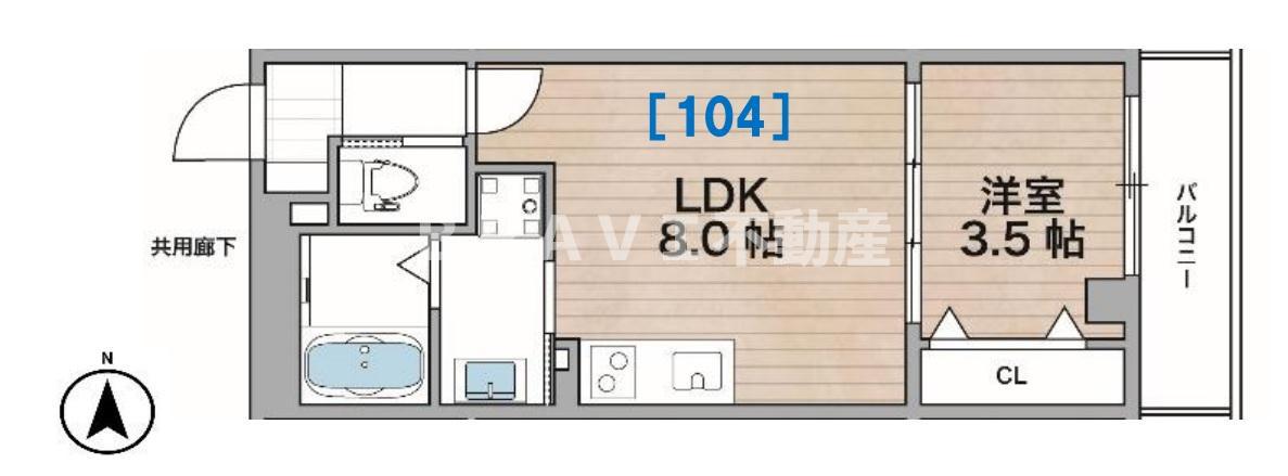 レジデンスコート森ノ宮(1LDK/1階)の間取り写真