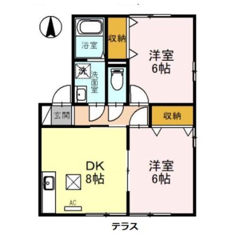 シェルアジュール(2DK/1階)の間取り写真