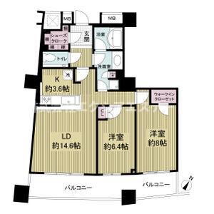 THE TOWER OSAKA(2LDK/26階)の間取り写真