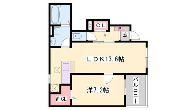 PRIMASTELLAII(1LDK/1階)の間取り写真