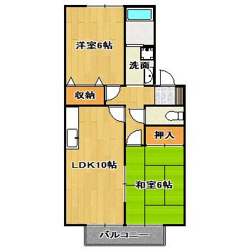 ヴィラージュコート弐番館(2LDK/2階)の間取り写真