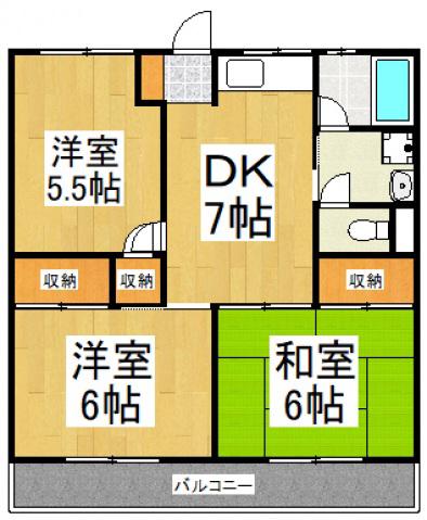 エスポアール(3DK/3階)の間取り写真