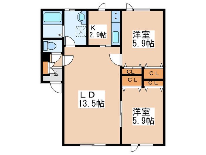 香風館参番(2LDK/1階)の間取り写真