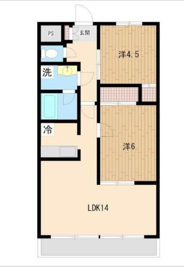 グランディール(2LDK/3階)の間取り写真