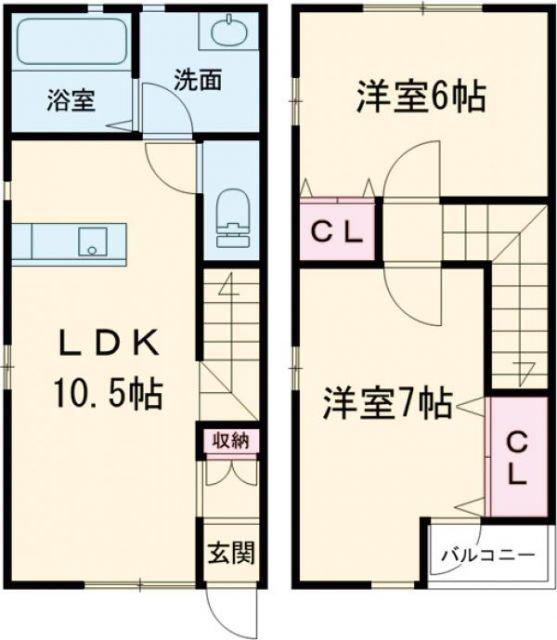コミュニティ スクエアC(2LDK/1階)の間取り写真