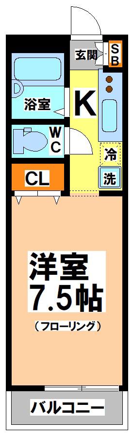 吉祥寺ガーデン(1K/2階)の間取り写真