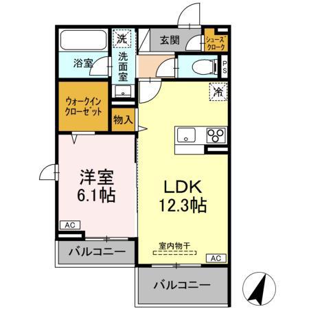 エスペリア・K(1LDK/2階)の間取り写真