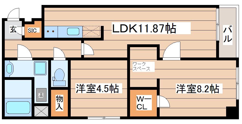 ヴェルビュー川平(2LDK/3階)の間取り写真