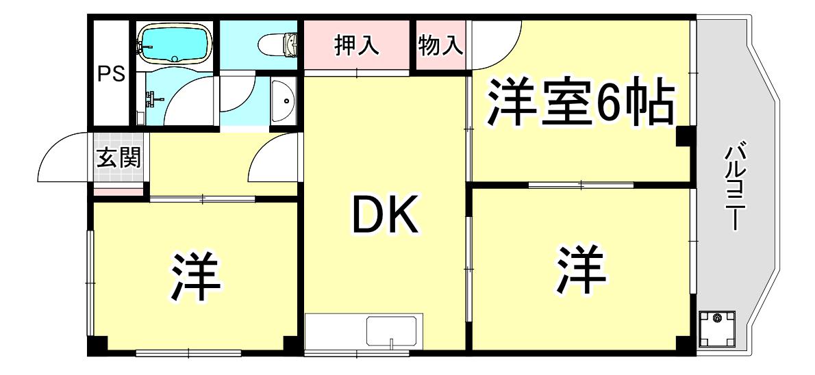 コンフォート西明石(3DK/3階)の間取り写真