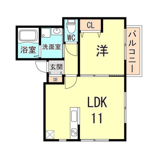 KARIN上沢アネックス(1LDK/1階)の間取り写真