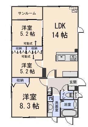ハートランド A(3LDK/1階)の間取り写真