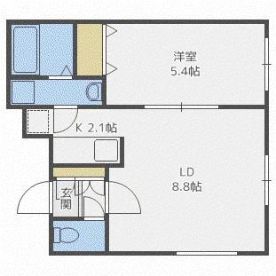ヴェーヌ南郷(1LDK/2階)の間取り写真