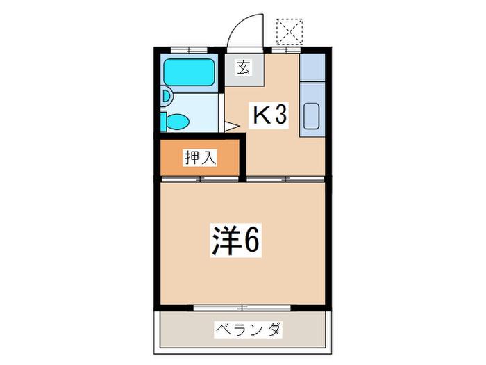 ハイツユニバースB(1K/2階)の間取り写真