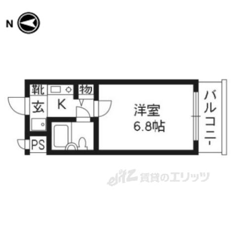DETOM-1西陣聚楽Ⅱ(1K/3階)の間取り写真