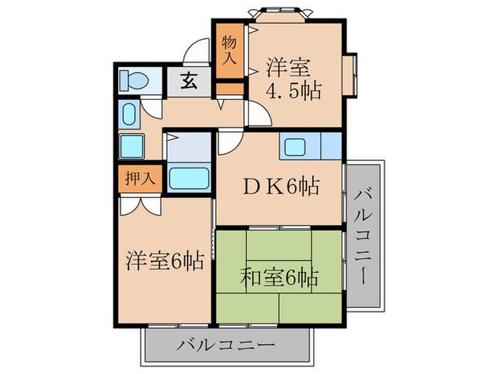 グッドウッド(3DK/1階)の間取り写真