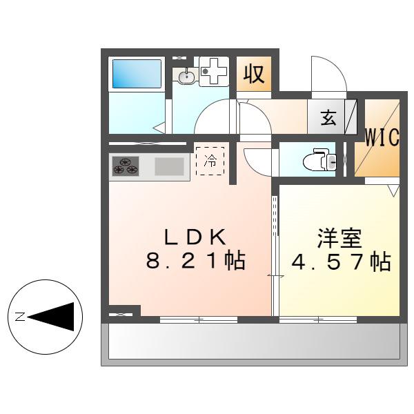 アムール岩塚(1LDK/1階)の間取り写真