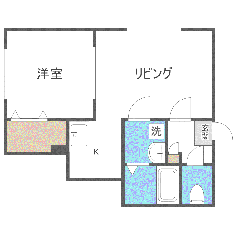 ロージェ・ブルー(1LDK/2階)の間取り写真