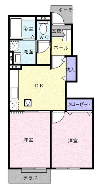 プラムガーデンハウス(2DK/1階)の間取り写真
