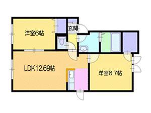 セトルプレイスⅢ(2LDK/1階)の間取り写真