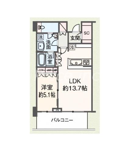 グランドメゾン新梅田タワー THE CLUB RESIDENCE(1LDK/5階)の間取り写真