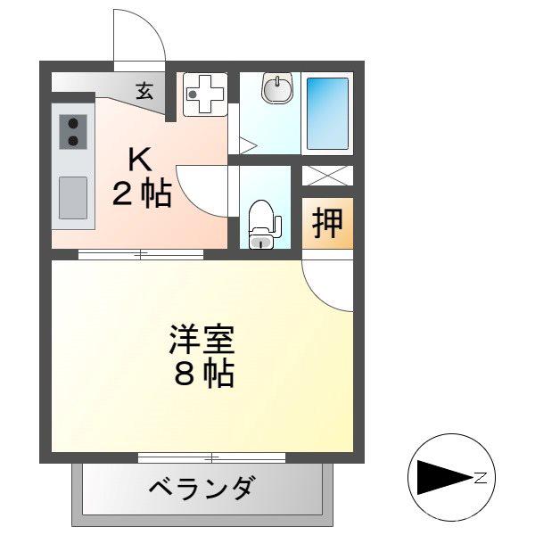 ジュネスアゲハ(1K/1階)の間取り写真