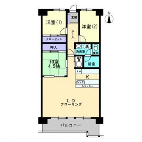 レヂオンス高江(3LDK/5階)の間取り写真