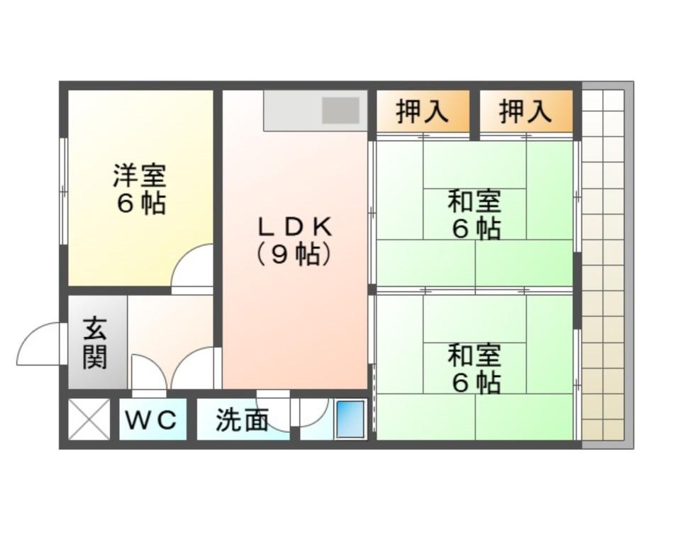 ヴァンヴェールパレ(3LDK/6階)の間取り写真