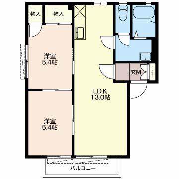 クランヴェール A(2LDK/1階)の間取り写真