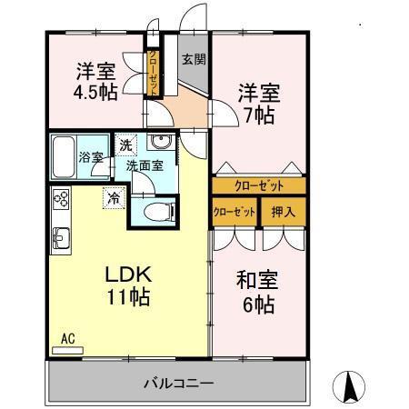 ラーバンハイツ(3LDK/4階)の間取り写真