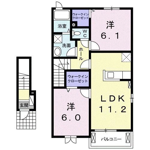 W・クイーンバリー A(2LDK/2階)の間取り写真